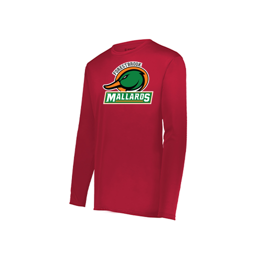 [222823.083.S-LOGO1] Youth LS Smooth Sport Shirt (Youth S, Red, Logo 1)
