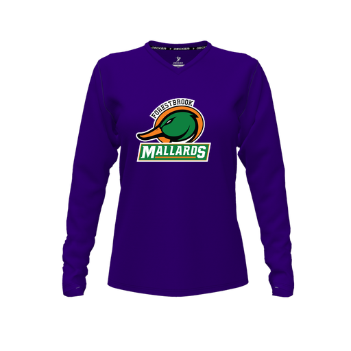 [CUS-DFW-TEES-CMF-VNK-LSL-PUR-FYXS-LOGO1] Comfort T-Shirt (Female Youth XS, Purple, V Neck, Logo 1, Long Sleeve)