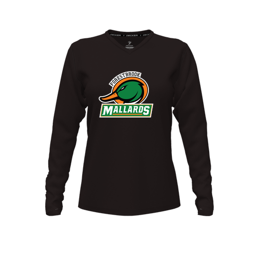 [FTLVPTBK-FYXS-LOGO1] Decker Performance T-Shirt (Female Youth XS, Black, V Neck, Logo 1, Long Sleeve)