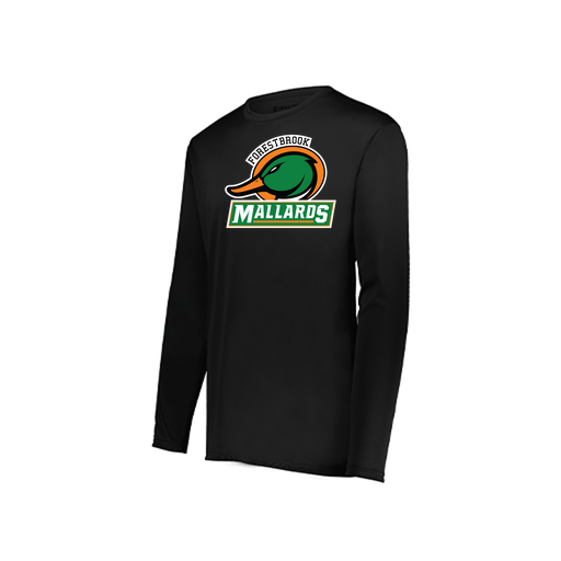 [222823.080.S-LOGO1] Youth LS Smooth Sport Shirt (Youth S, Black, Logo 1)