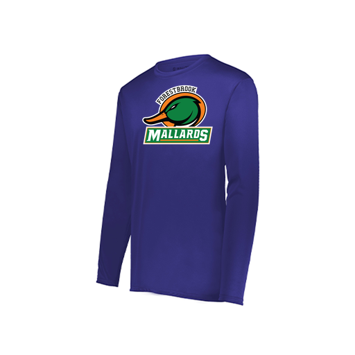 [222823.747.S-LOGO1] Youth LS Smooth Sport Shirt (Youth S, Purple, Logo 1)